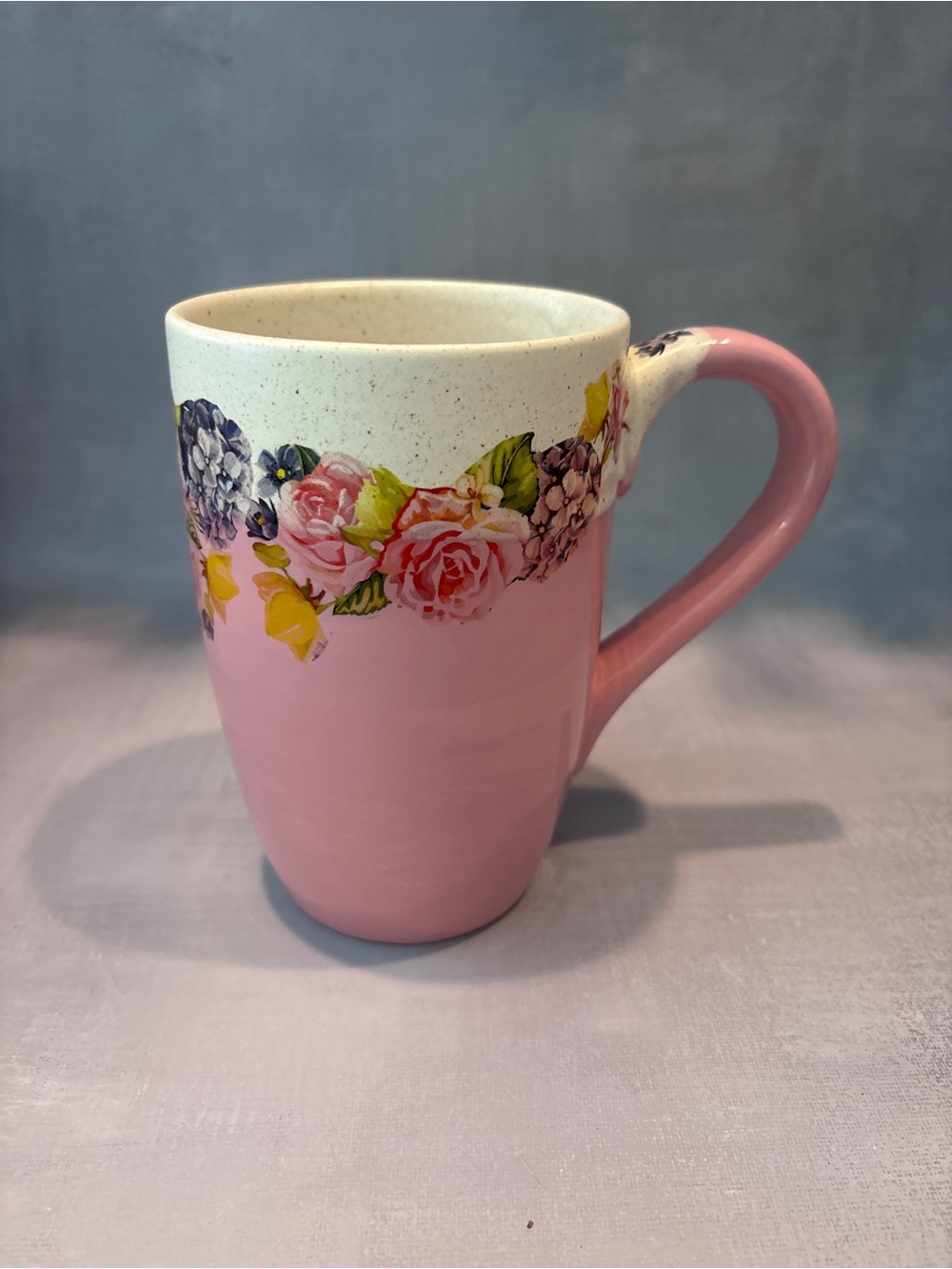 Handmade Pink Floral Ceramic Mug